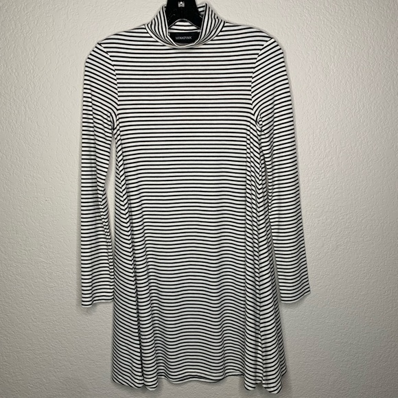 MINKPINK Black & White Stripe Turtleneck Dress - Picture 1 of 5